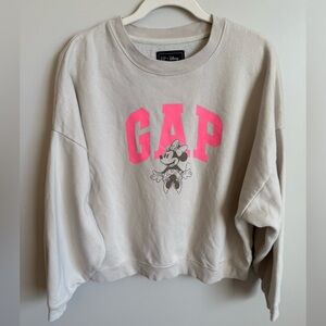 GAP x Disney Minnie Mouse Sweatshirt – Women’s XL –Cream/Neutral -Oversized Fit